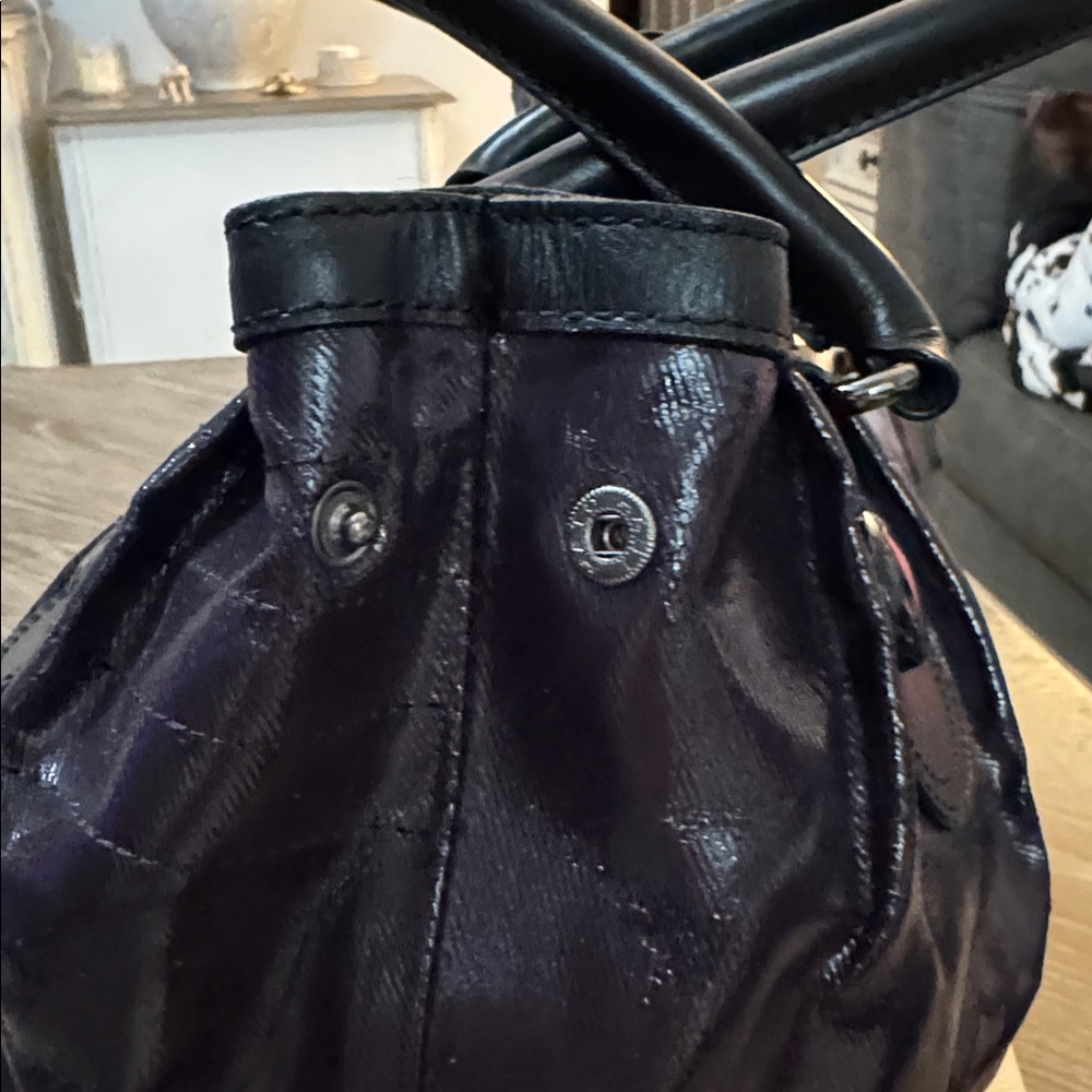 Burberry Blue Label purple coated canvas shoulder bag. - Picture 5 of 12